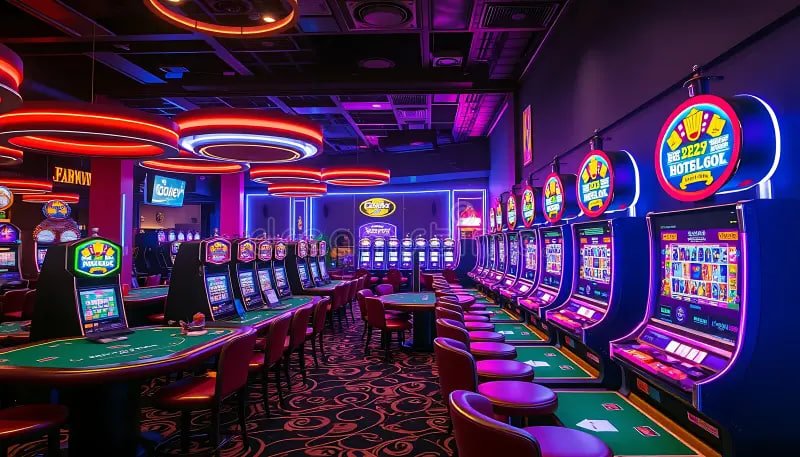 Dashboard permainan menampilkan pilihan kategori slot dan meja live